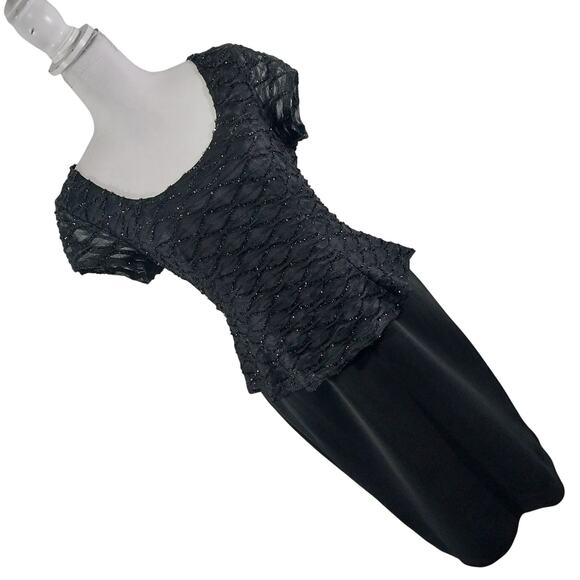 CONNECTED APPAREL! LUXE BLACK TWINKLING DETAIL STRETCH KNIT MIDI DRESS! SZ 10 - Picture 1 of 10